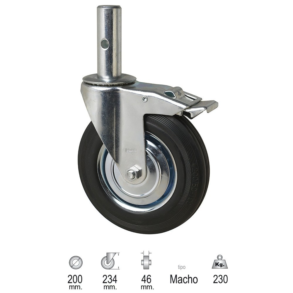 Rueda Industrial Andamio (Macho) 200 mm, al por Mayor | Almacén de Ferretería