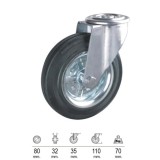 Rueda Industrial Goma Negra Pasante  80mm al por Mayor | Almacén de Ferretería