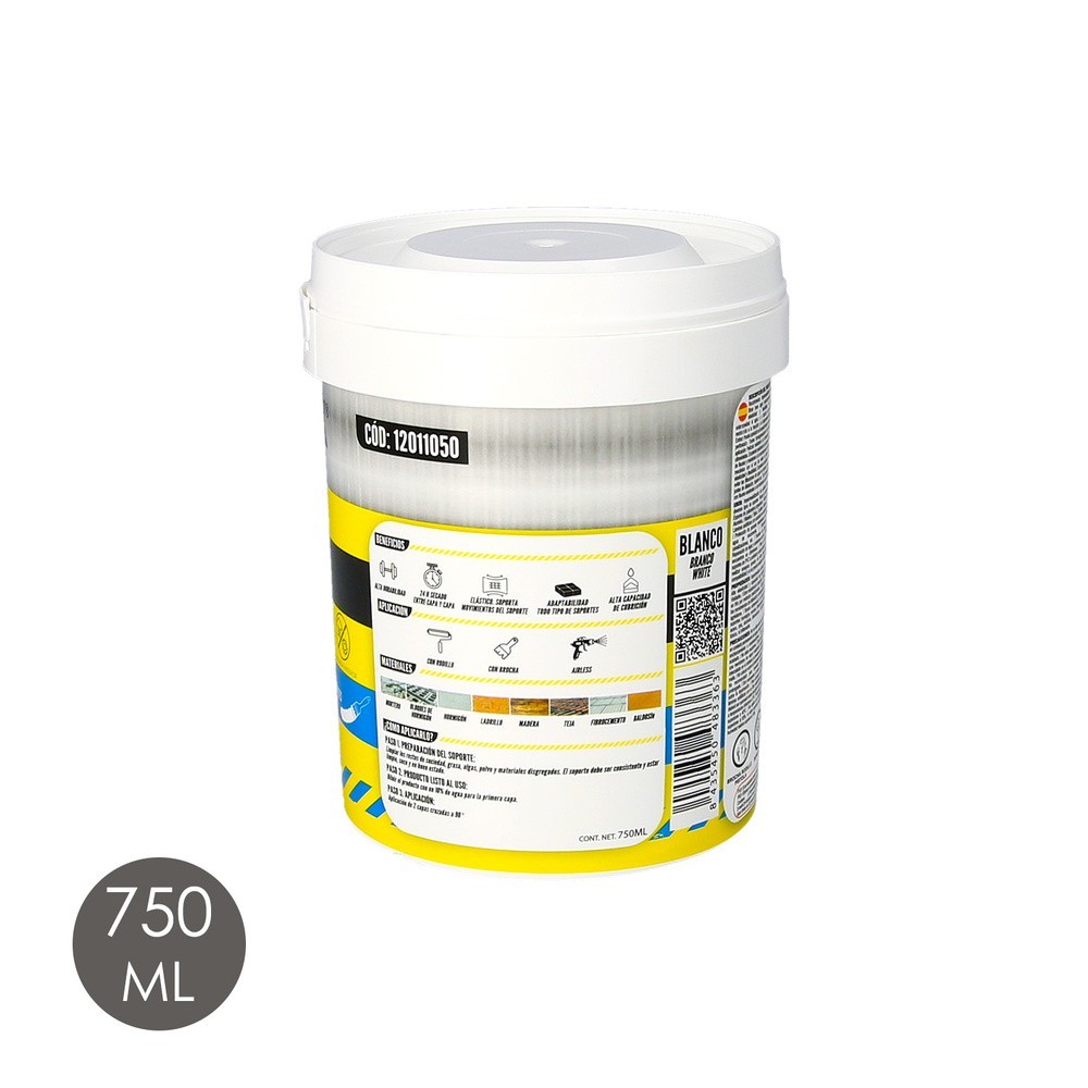 Pintura Impermeabilizante Con Fibras Para Exteriores / Interiores 750 ml, Color Blanco al por Mayor | Almacén de Ferretería
