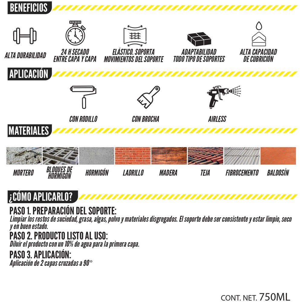 Pintura Impermeabilizante Con Fibras Para Exteriores / Interiores 750 ml, Color Blanco al por Mayor | Almacén de Ferretería