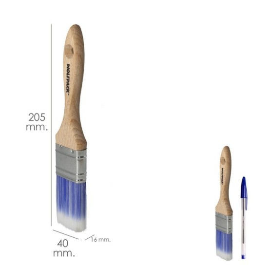 Paletina Profesional Plus Ancho 40 mm, Cerdas Sintenticas PBT, Mango Madera Haya Ergonomico, Brocha Pintor, Pincel Pintura al po