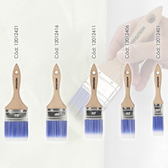 Paletina Profesional Plus Ancho 40 mm, Cerdas Sintenticas PBT, Mango Madera Haya Ergonomico, Brocha Pintor, Pincel Pintura al po