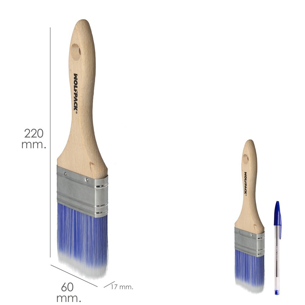 Paletina Profesional Plus Ancho 60 mm, Cerdas Sintenticas PBT, Mango Madera Haya Ergonomico, Brocha Pintor, Pincel Pintura al po