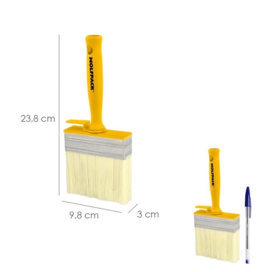 Brocha Profesional Techos 100x30 mm, Cerda Blanca, Mango Ergonomico, Con Gancho, Brocha Pintura, Brocha Pintor Profesional al po