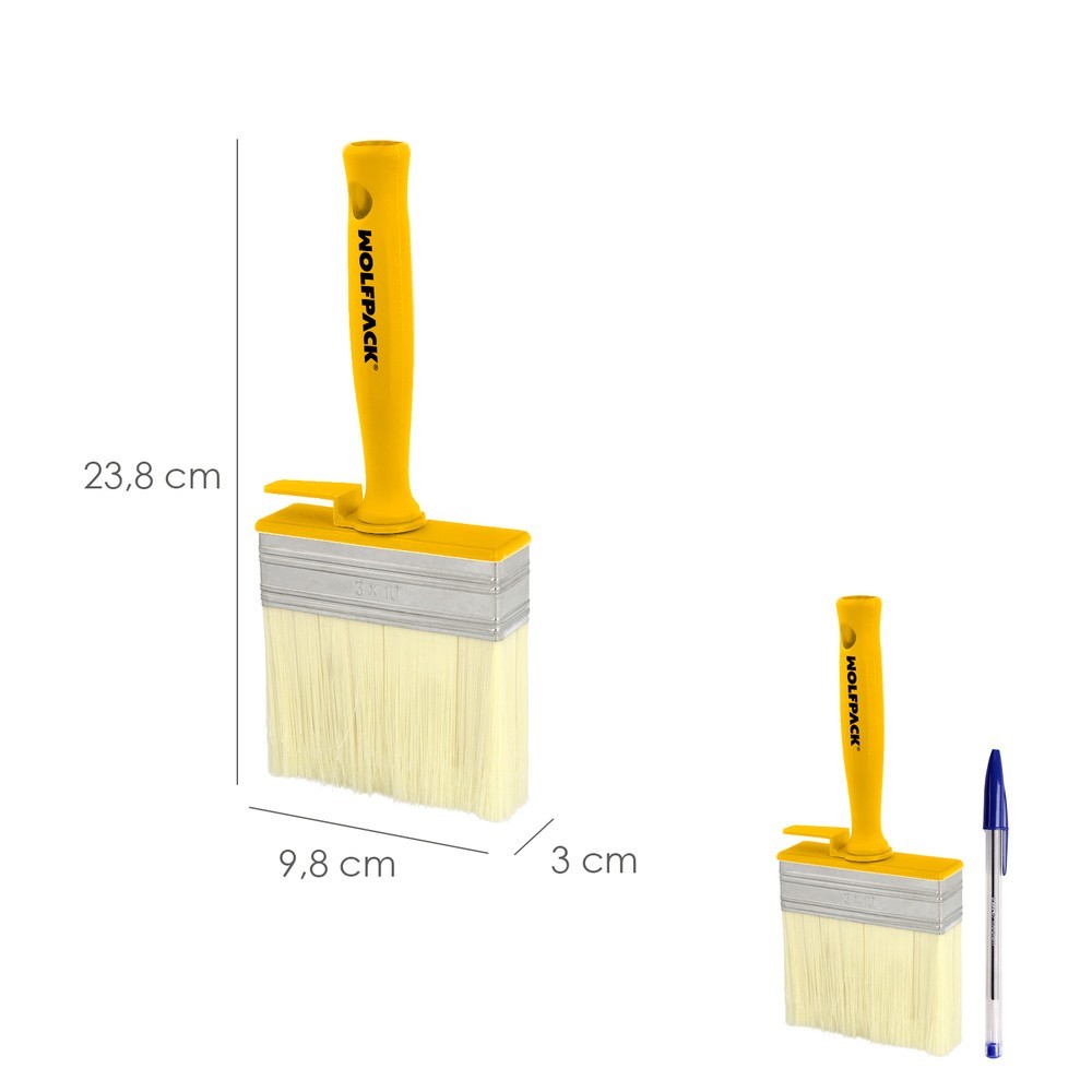 Brocha Profesional Techos 100x30 mm, Cerda Blanca, Mango Ergonomico, Con Gancho, Brocha Pintura, Brocha Pintor Profesional al po