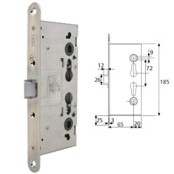 Cerradura Tesa Antipanico Cf60 /65 mm, frente Zincado