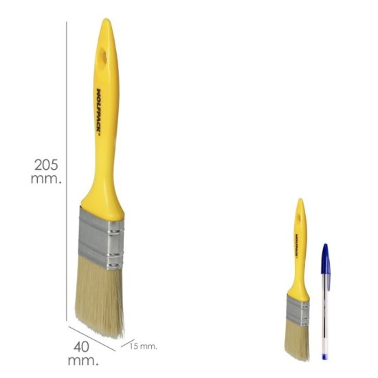 Paletina Profesional Cerda Blanca Ancho 40 mm, Cerdas Naturales Mango Plastico Ergonomico, Brocha Pintor, Pincel Pintura al por 
