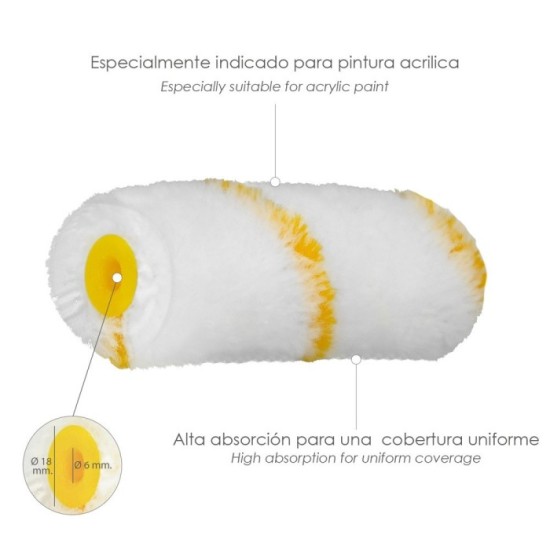 Rodillo Recambio Para Esmalte Acrilico 100 mm,  Set 10 Rodillos, Rodillo poliamida, Rodillo Pintura Acrilica al por Mayor | Alma