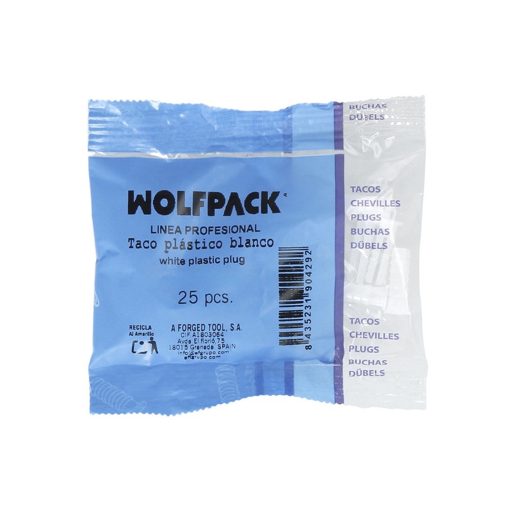 Taco Wolfpack Plástico Blanco    6 mm, (25 unidades) al por Mayor | Almacén de Ferretería