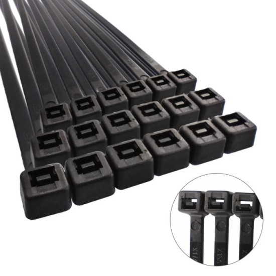 Brida Nylon 100%, Color Negro 2,5 x 100 mm, Bolsa 100 unidades, Abrazadera Plastico, Organizador Cables, Alta Resistencia al por