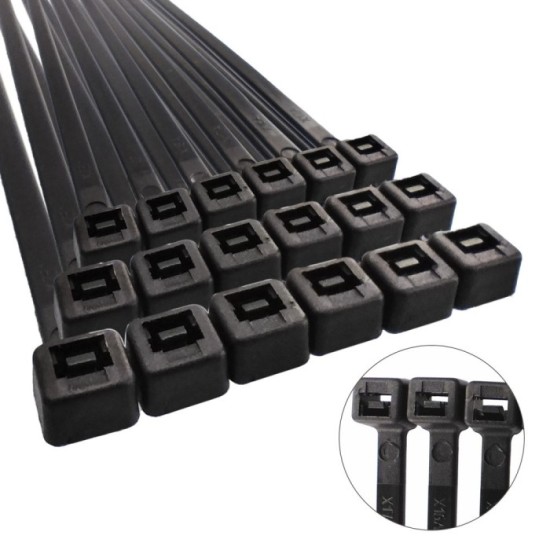 Brida Nylon 100%, Color Negro 3,5 x 200 mm, Bolsa 100 unidades, Abrazadera Plastico, Organizador Cables, Alta Resistencia al por