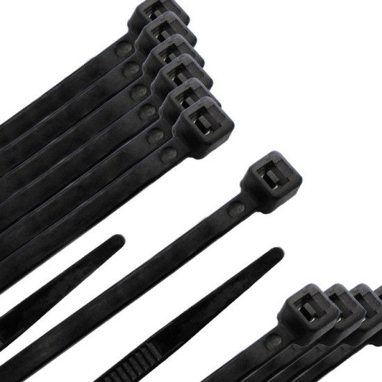 Brida Nylon 100%, Color Negro 7,5 x 360 mm, Bolsa 100 unidades, Abrazadera Plastico, Organizador Cables, Alta Resistencia al por