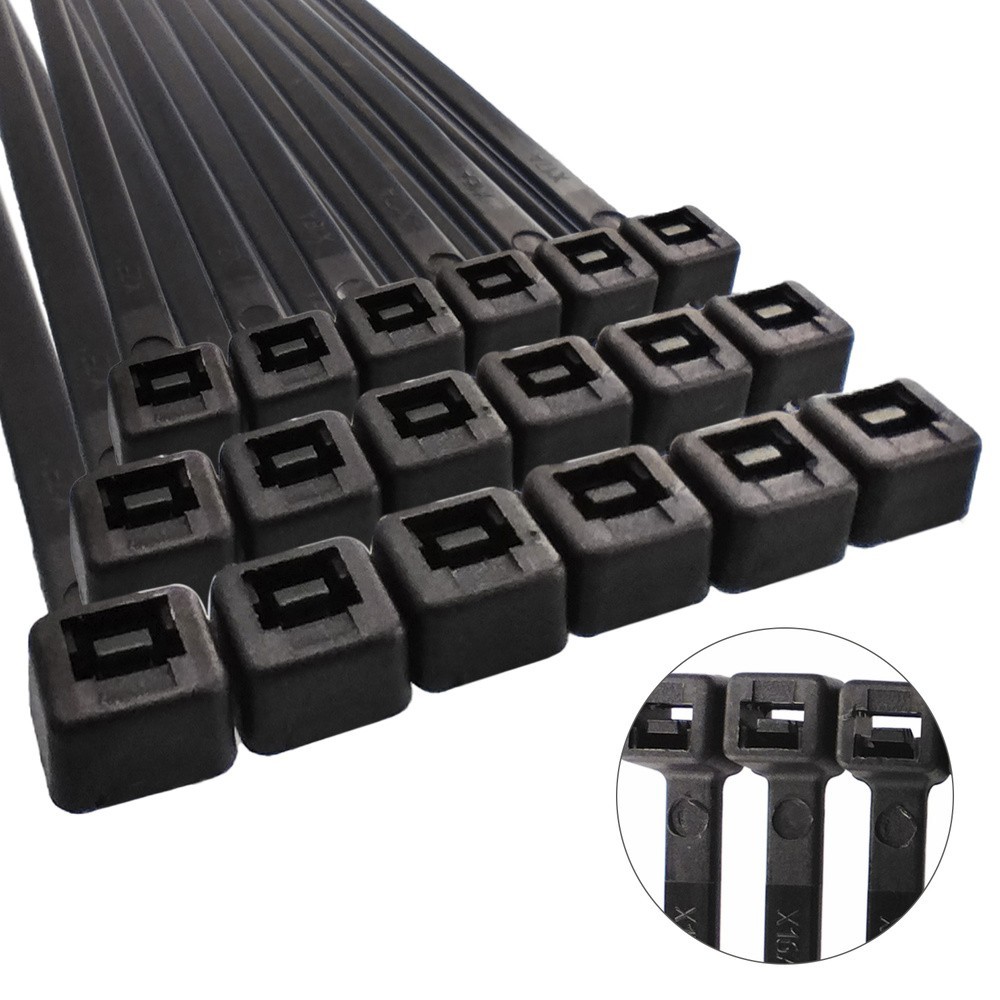 Brida Nylon 100%, Color Negro 7,5 x 450 mm, Bolsa 100 unidades, Abrazadera Plastico, Organizador Cables, Alta Resistencia al por