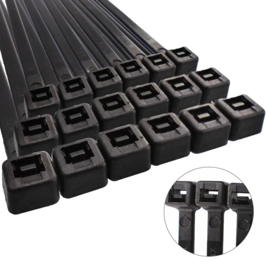 Brida Nylon 100%, Color Negro 9,0 x 780 mm, Bolsa 100 unidades, Abrazadera Plastico, Organizador Cables, Alta Resistencia al por