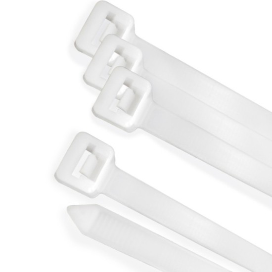 Brida Nylon 100%, Color Blanco / Natural 7,8 x 540 mm, 100 Piezas, Abrazadera Plastico, Organizador Cables, Alta Resistencia al 