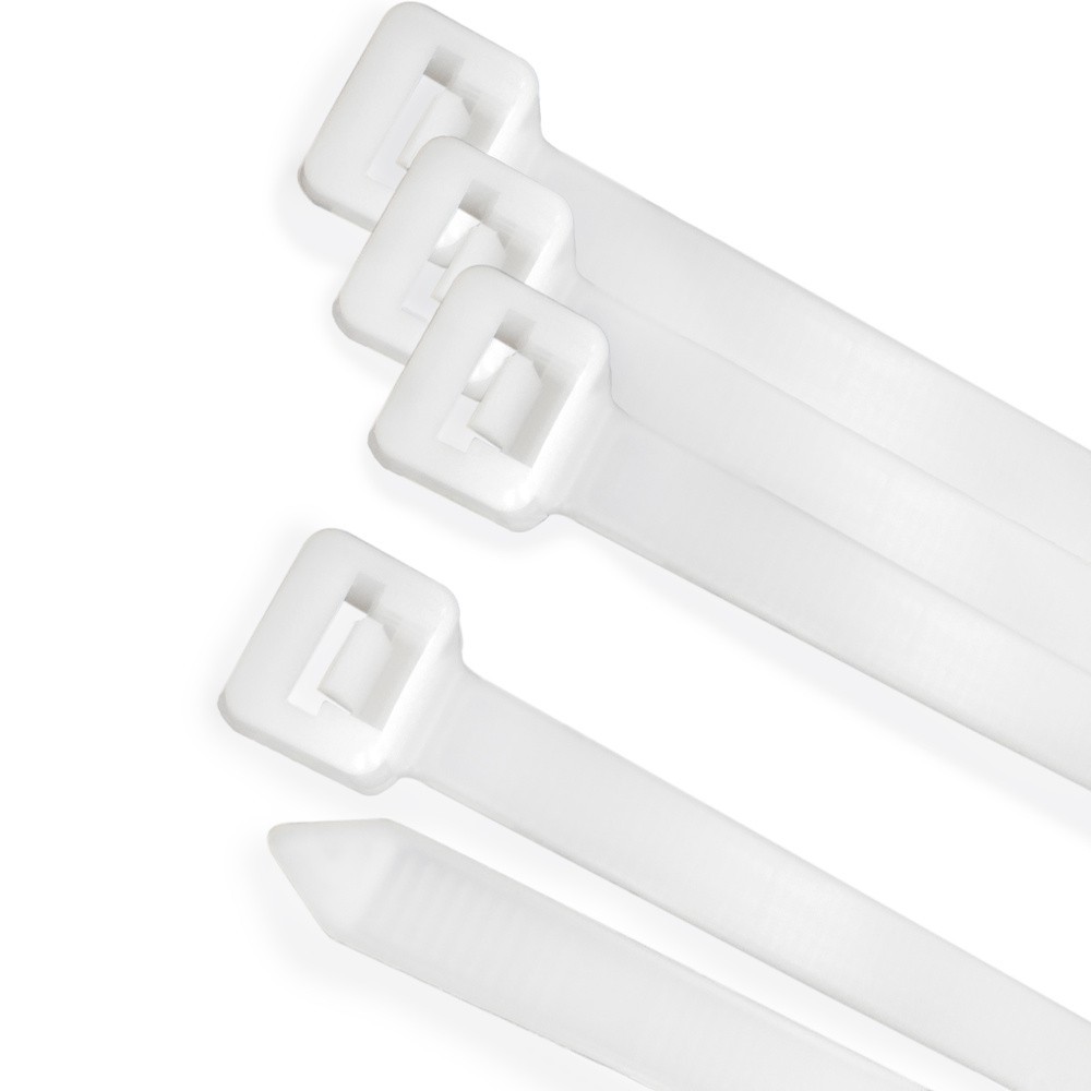 Brida Nylon 100%, Color Blanco / Natural 9,0 x 780 mm, 100 Piezas, Abrazadera Plastico, Organizador Cables, Alta Resistencia al 