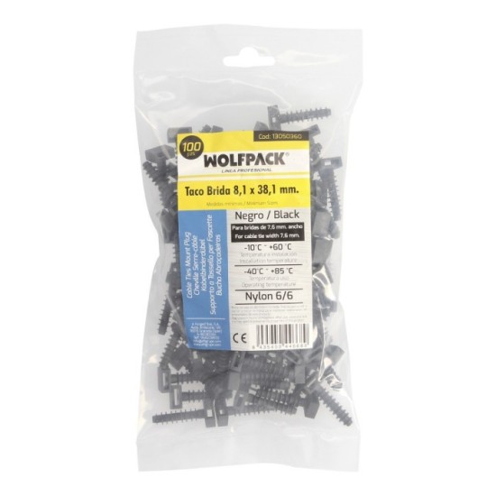 Taco Fijación Brida Nylon Negro 8 mm, (Bolsa 100 Unidades) al por Mayor | Almacén de Ferretería
