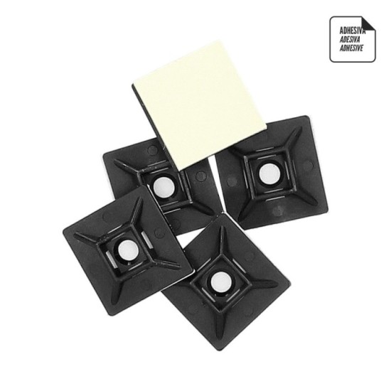 Base Adhesiva Para Bridas 28x28 mm, Negra Bolsa 100 Unidades al por Mayor | Almacén de Ferretería
