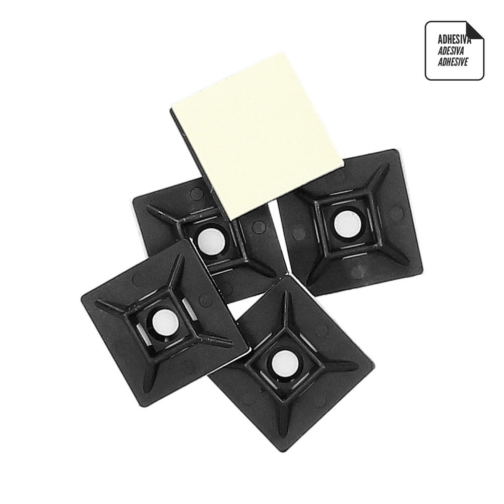 Base Adhesiva Para Bridas 28x28 mm, Negra Bolsa 100 Unidades al por Mayor | Almacén de Ferretería