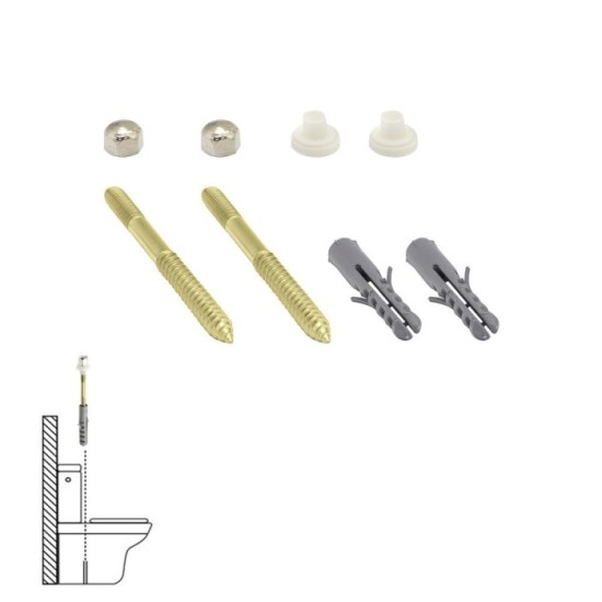 Kit Sanitario Fijacion Wc  5x75 mm, Bicromatado (2 Piezas) al por Mayor | Almacén de Ferretería