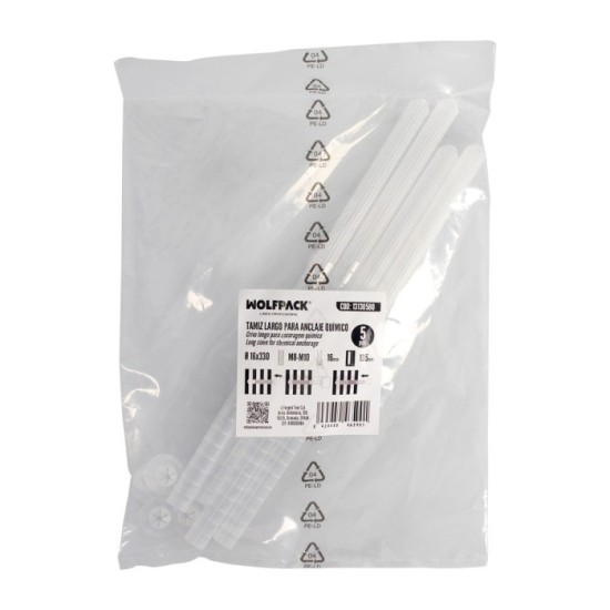 Tamiz Taco Quimico Largo Para Anclajes Quimicos Ø 16x330 mm, Seccionable (Bolsa 5 unidades) al por Mayor | Almacén de Ferretería