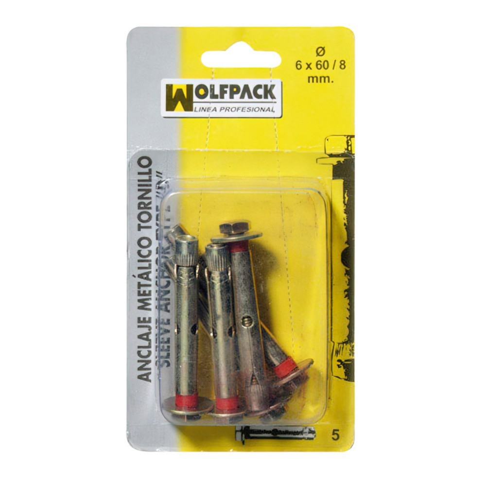 Anclaje Metálico Tornillo 8x 80/10 mm, (3 Piezas) al por Mayor | Almacén de Ferretería