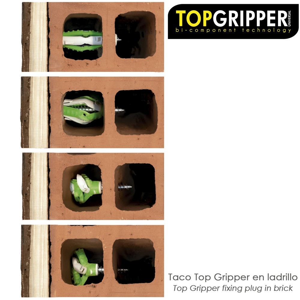 Taco Topgripper Bimaterial Ø 8 mm, (Caja 100 unidades) Taco Anclaje Universal, Taco Hormigon, Taco Pladur, Taco Ladrillo al por 