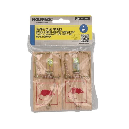 Trampas ratones madera 9,8 x 4,8 cm, (2 unidades) al por Mayor | Almacén de Ferretería
