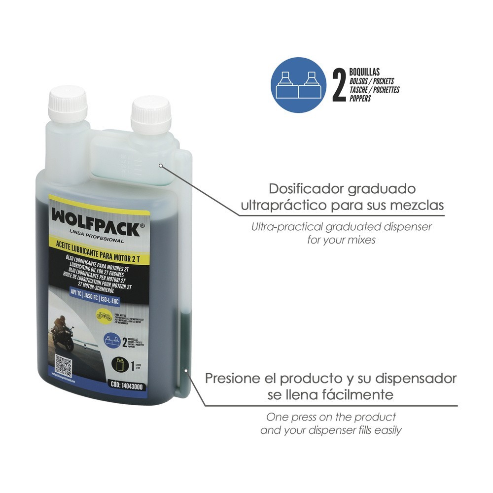 Aceite Lubricante 2 Tiempos 1 Litro (2 Boquillas) al por Mayor | Almacén de Ferretería
