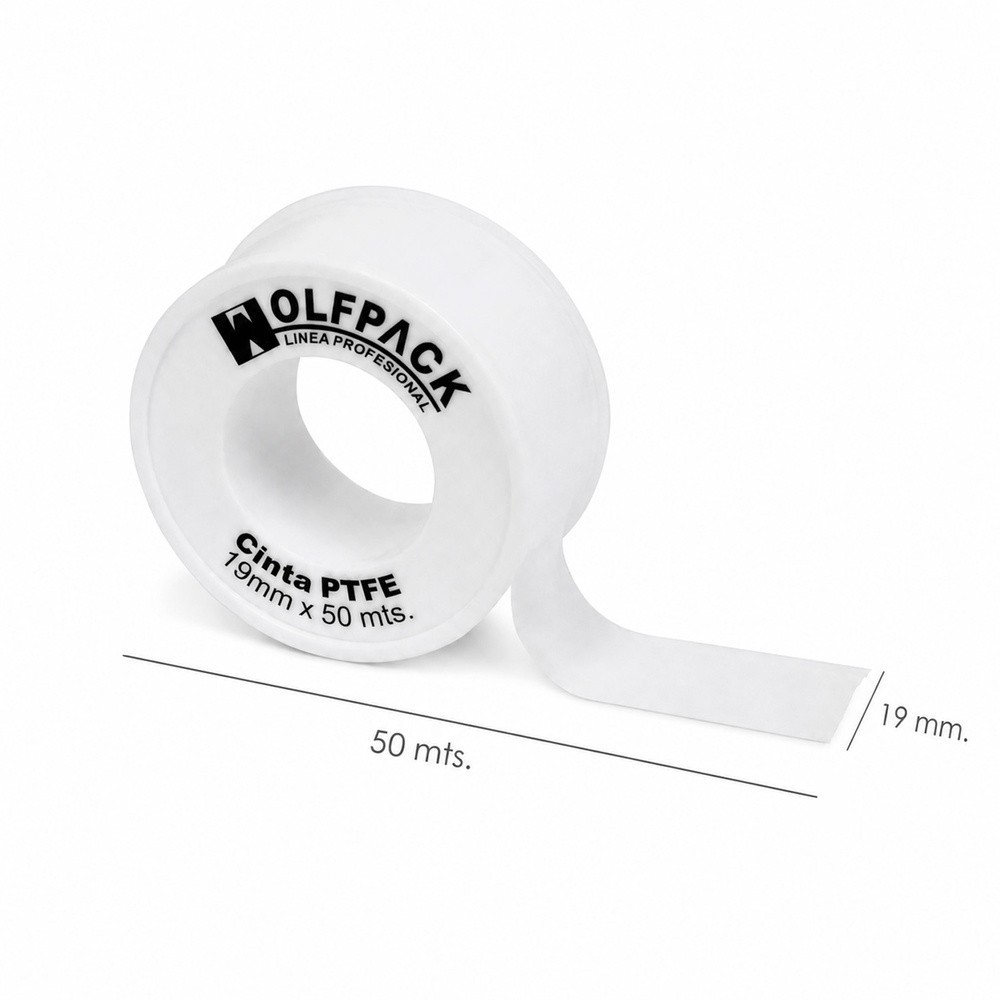 Cinta PTFE Wolfpack 19 mm, x 50 m, Grueso, (Paquete de 5 Rollos) al por Mayor | Almacén de Ferretería