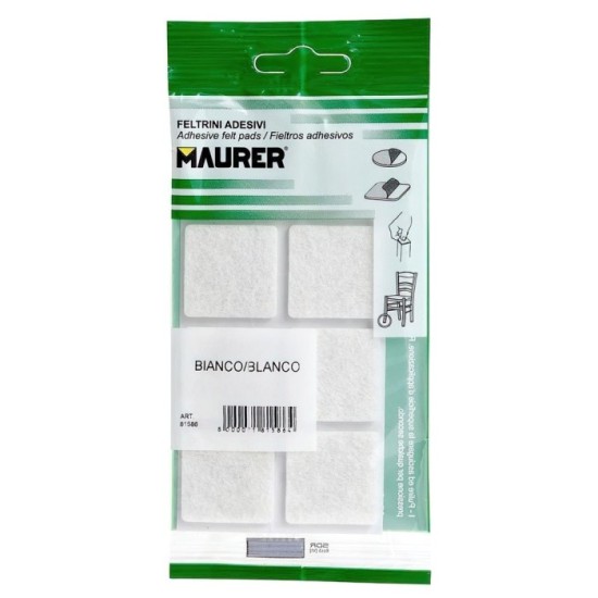 Fieltro Adhesivo 30x30 mm, (Blister 6 Piezas) Blanco al por Mayor | Almacén de Ferretería