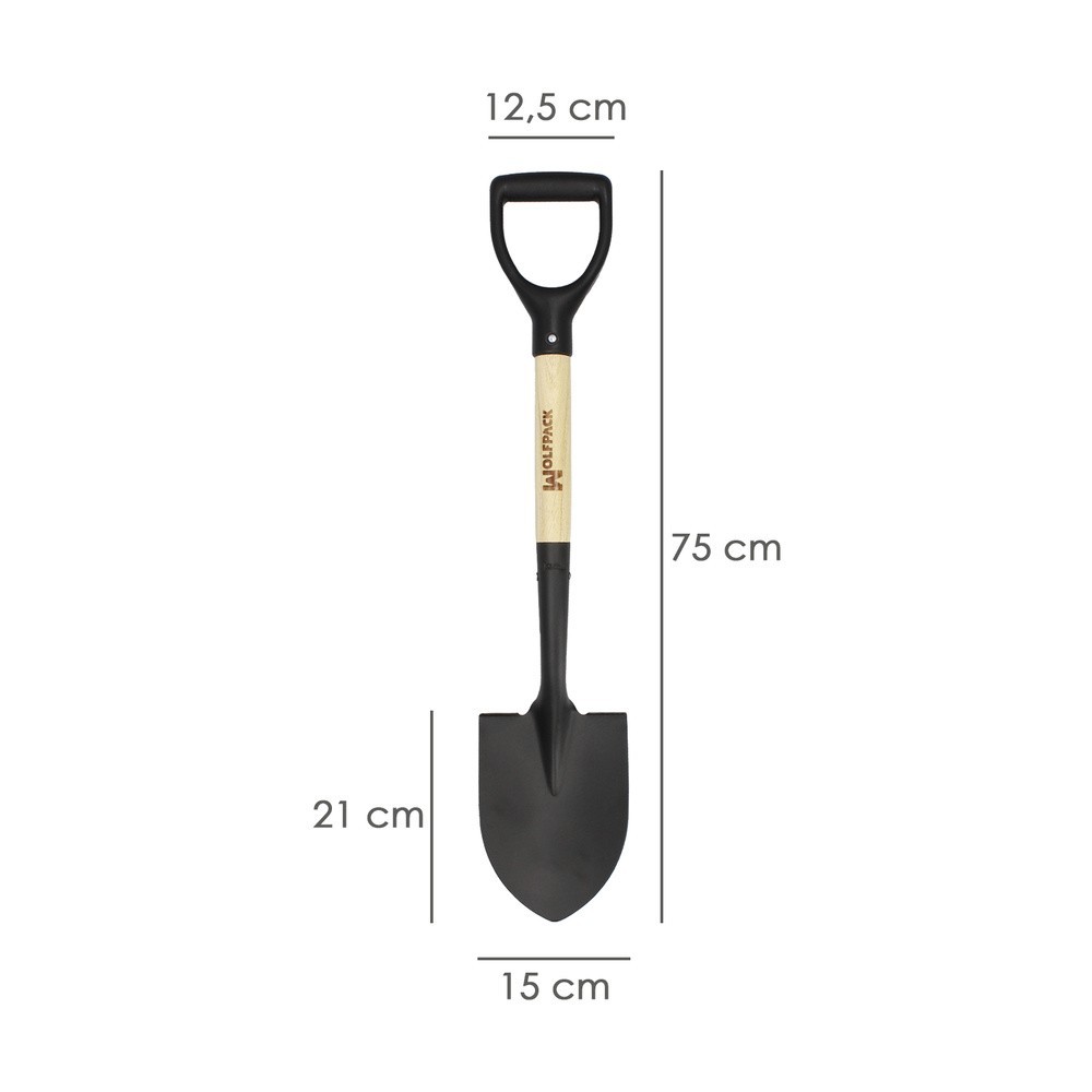 Pala Pequeña Mango Madera Punta Mango Anilla 75 cm, minipala, Pala Jardineria,transplantes, Camping, Montañismo, Acampada al por
