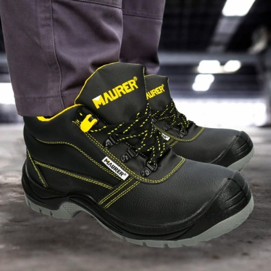 Botas Seguridad Maurer S3 Modelo Capua Antideslizante Con Suela y Puntera Antiperforación y Resistencia A Hidrocarburos Nº 42, (