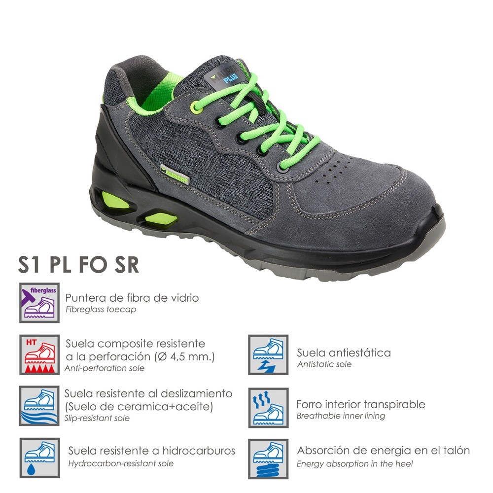 Zapatos Seguridad Maurer S1 Modelo Arlaz Antideslizante con Suela Composite y Resistencia a los Hidrocarburos, Talla 42, al por 