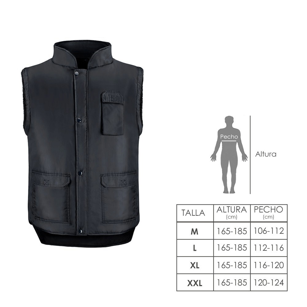 Chaleco Multibolsillos Negro XXL, Chaleco Poliester Con 3 Bolsillos Esteriores y Uno Interior, Chaleco Trabajo, Chaleco Laboral 
