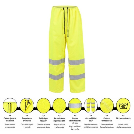 Pantalon Alta Visibilidad Lluvia Talla M, 100% Impermeable, Pantalon Impermeable Trabajo al por Mayor | Almacén de Ferretería