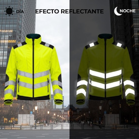 Chaqueta Alta Visibilidad Softshell Talla XL, Chaqueta Trabajo Alta Visibilidad Con Banda Reflectora al por Mayor | Almacén de F