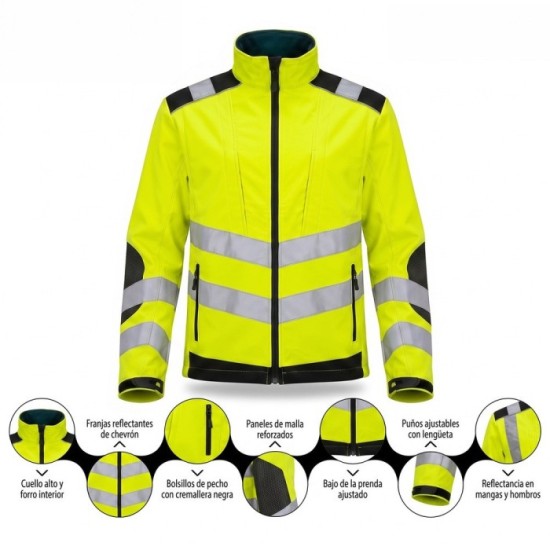 Chaqueta Alta Visibilidad Softshell Talla XL, Chaqueta Trabajo Alta Visibilidad Con Banda Reflectora al por Mayor | Almacén de F