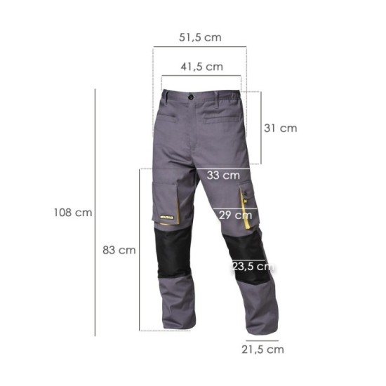 Pantalones Largos DeTrabajo, Multibolsillos, Resistentes, Rodilla Reforzada, Gris/Amarillo Talla 42/44 M (Slim Fit) al por Mayor