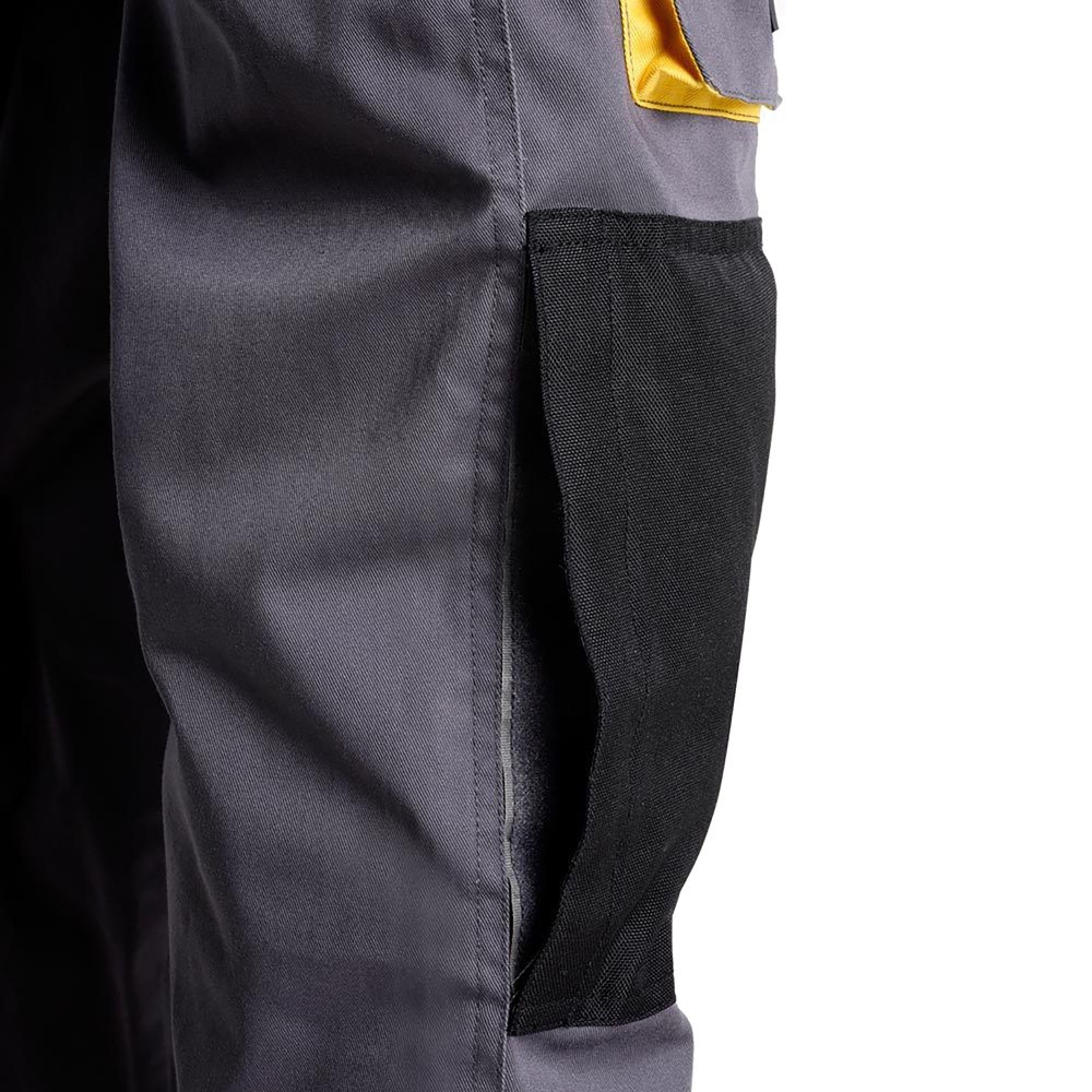 Pantalones Largos DeTrabajo, Multibolsillos, Resistentes, Rodilla Reforzada, Gris/Amarillo Talla 54/56 XXL (Slim Fit) al por May