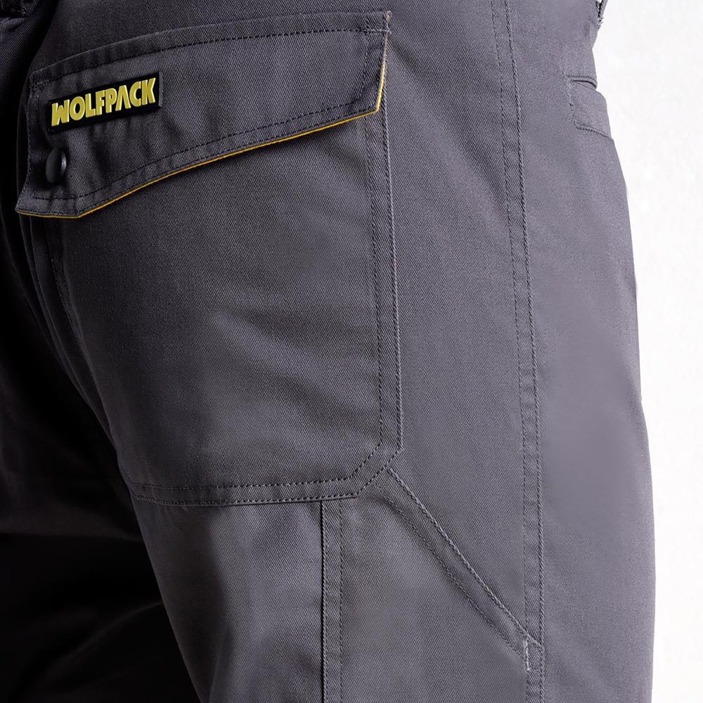Pantalones Cortos DeTrabajo, Multibolsillos, Resistentes, Gris/Amarillo Talla 50/52 XL al por Mayor | Almacén de Ferretería