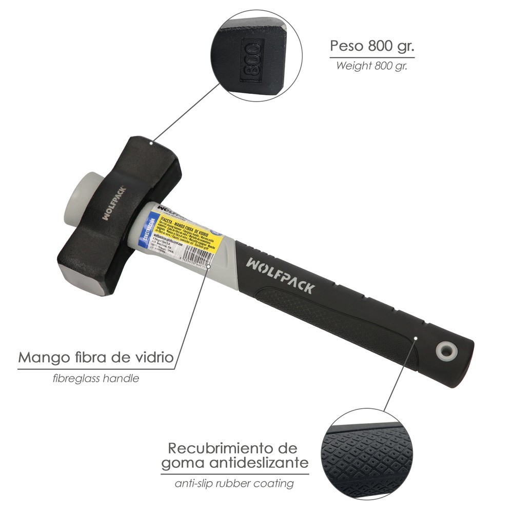 Maceta Mango Fibra Vidrio Mango Fibra Vidrio Con Empuñadura Antideslizante, 800 Gramos 28 cm, al por Mayor | Almacén de Ferreter