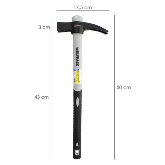 Martillo Encofrador Magentico Fibra Vidrio Mango Fibra Vidrio Con Empuñadura Antideslizante, 700 Gramos 50 cm, al por Mayor | Al