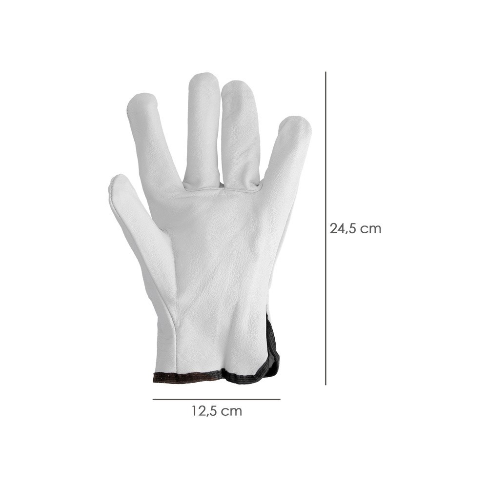 Guantes De Trabajo De Piel Flor De Vacuno, Proteccion Laboral, Riesgos Mecanicos, Guantes De Seguridad De Cuero, Talla 7" (Par) 