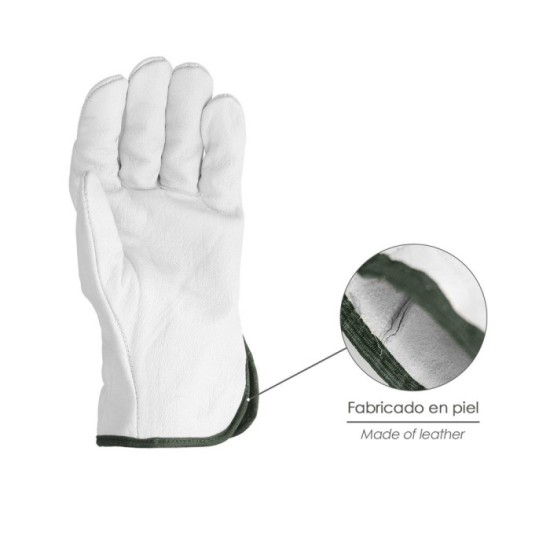 Guantes De Trabajo De Piel Flor De Vacuno, Proteccion Laboral, Riesgos Mecanicos, Guantes De Seguridad De Cuero, Talla 7" (Par) 