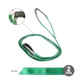 Eslinga Plana Doble Banda 2,000 Kg, Factor Seguridad 7:1, Longitud: 2 Metros Ancho 6 cm, 100% Poliester, Color Verde al por Mayo