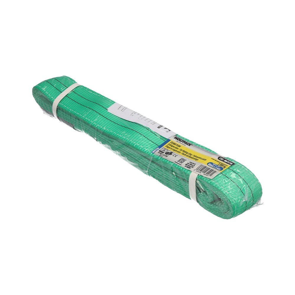 Eslinga Plana Doble Banda 2,000 Kg, Factor Seguridad 7:1, Longitud: 5 Metros Ancho 6 cm, 100% Poliester, Color Verde al por Mayo