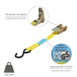 Cinta De Amarre Con Ratchet 4,5 metros x 25 mm, Trinquete Metalico Automatico, Cincha, Eslinga Mercancia, Correa Sujeción (2uds)