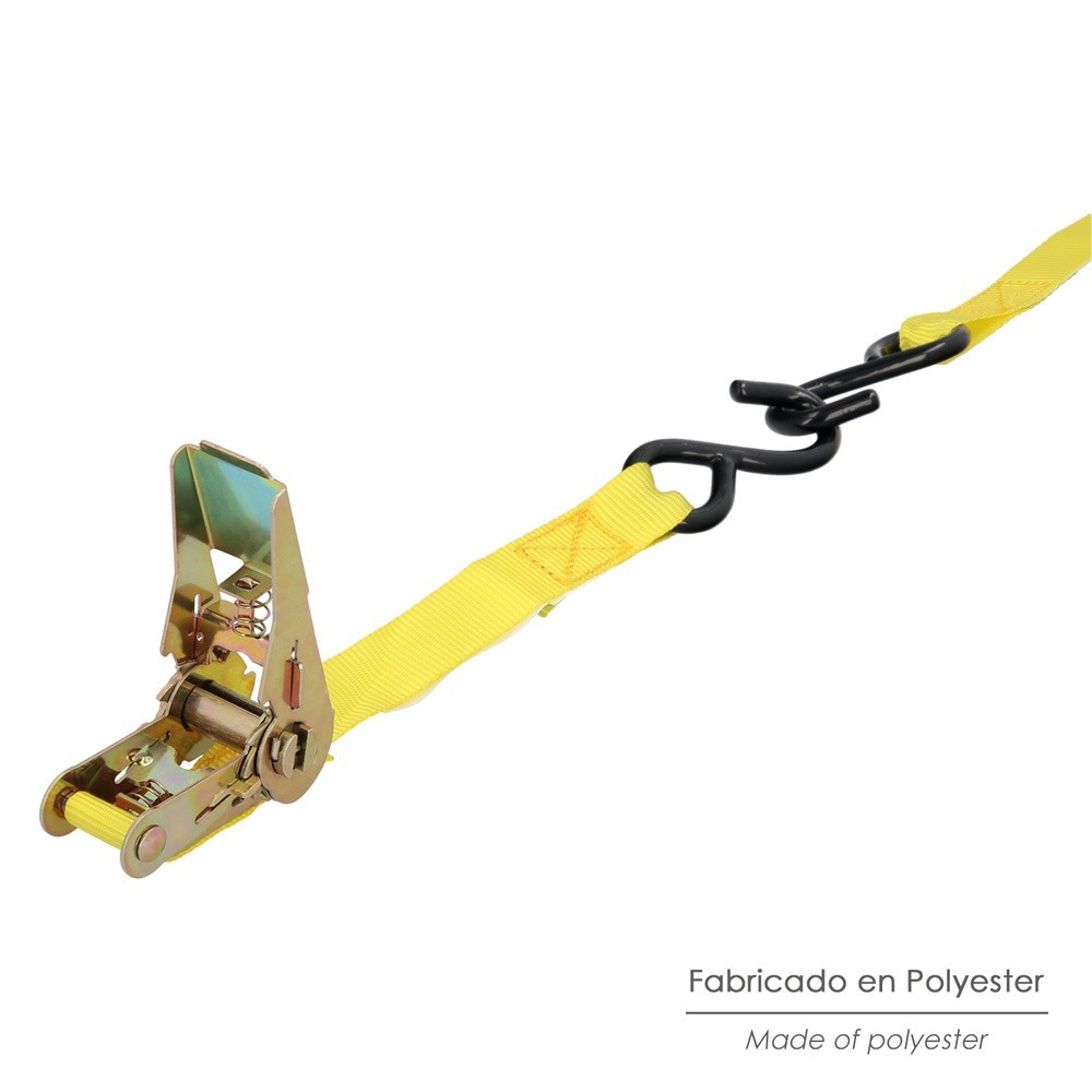 Cinta De Amarre Con Ratchet 4,5 metros x 25 mm, Trinquete Metalico Automatico, Cincha, Eslinga Mercancia, Correa Sujeción (2uds)