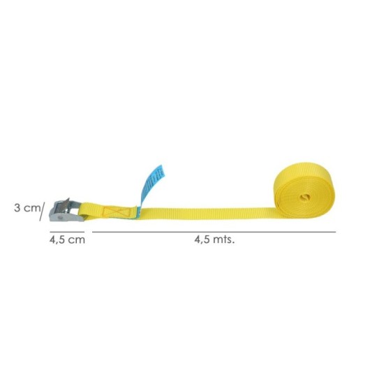 Cinta De Amarre Con Trinquete 4,5 metros x 25 mm,(2 Unidades) Trinquete Metalico Automatico, Cincha, Eslinga, Correa Sujeción al